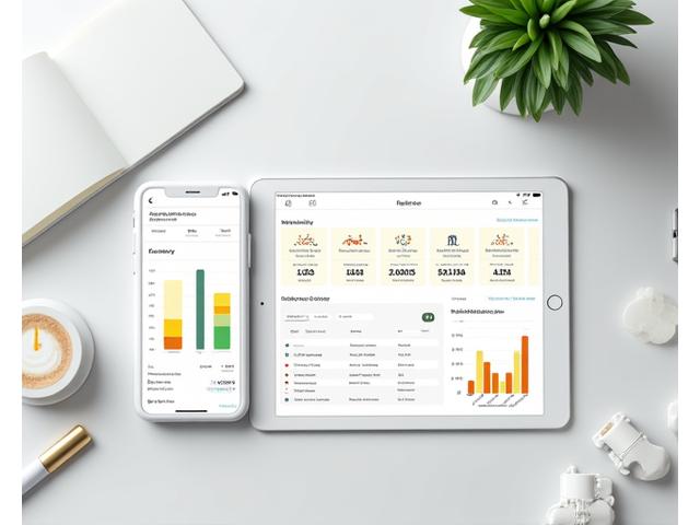 スマートフォンとタブレットに表示された、カラフルで分かりやすいパフォーマンスチャートとデータ分析画面
