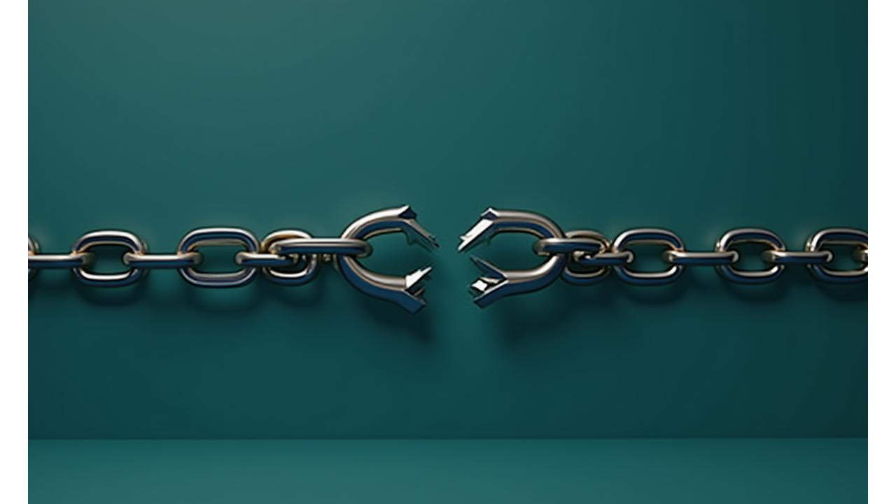 断ち切られた鎖のデジタルアイコン、責任の限界を示す